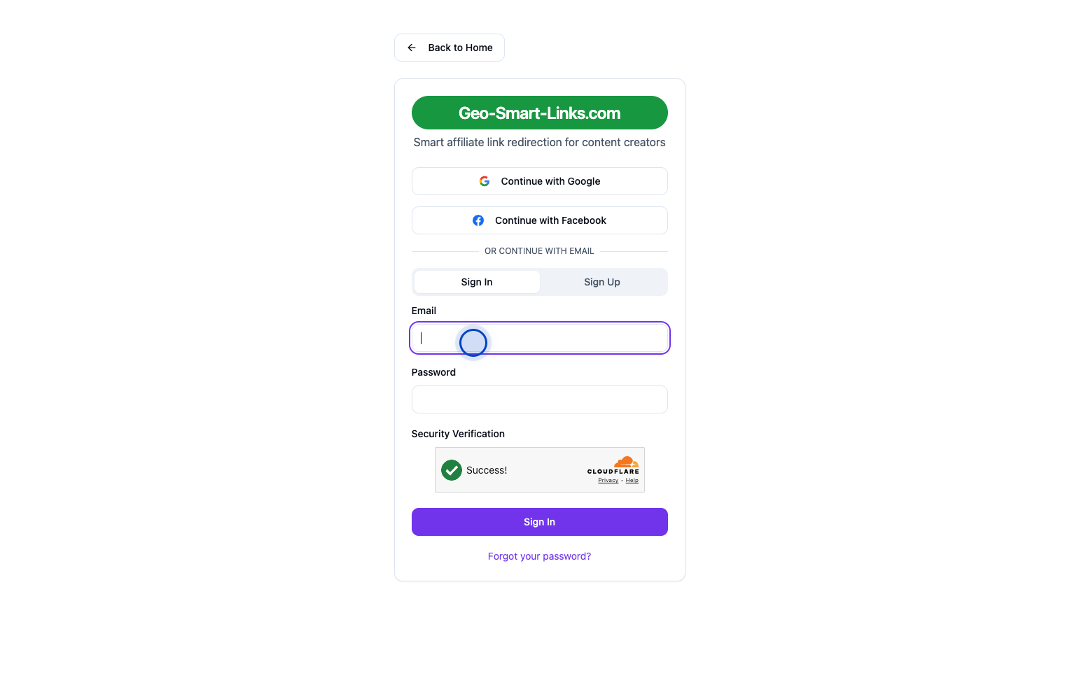 Sign-in form